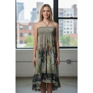 LAPIS Anthropologie Pleated Dress Skirt Convertible Large Fairy Core Boho Smock